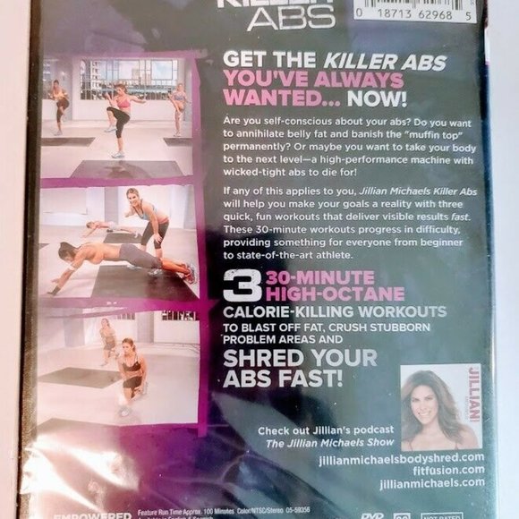 Jillian Michaels Killer Abs DVD New Sealed Three 30 Minute Workouts New DVD - Picture 3 of 3